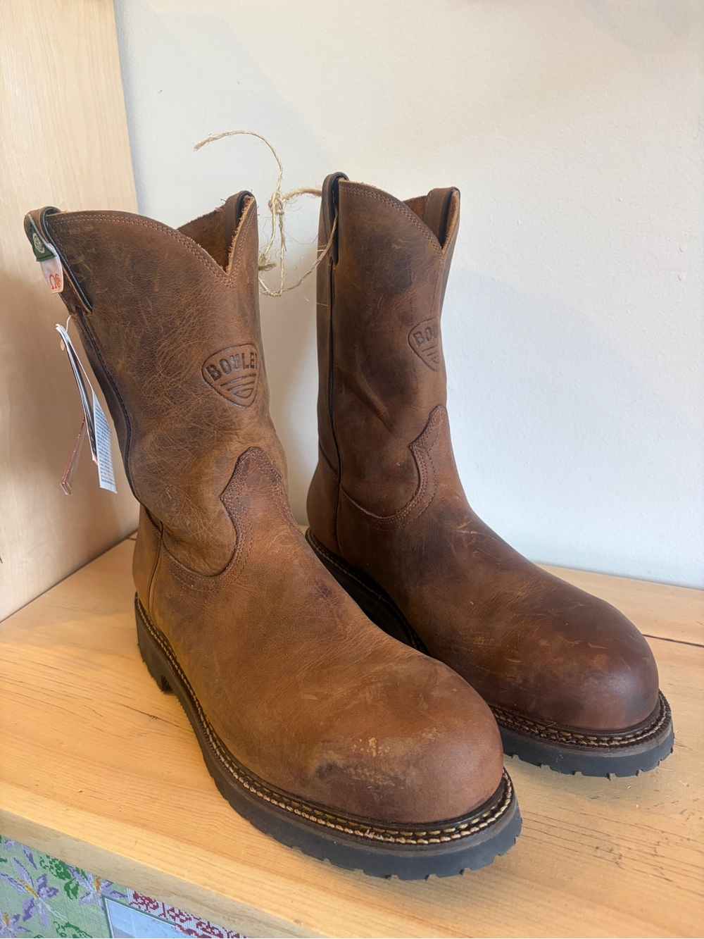 Brown Boulet Work Steeltoe Cowboy Boots for Men - Picture 3 of 14
